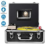 Caméra d'inspection de drain, IHBUDS Endoscope Industriel pour tuyaux d'égout avec enregistreur DVR, Endoscope sans fil étanche IP68 30M/100ft avec Moniteur LCD 1 000TVL (carte SD de 8 Go)