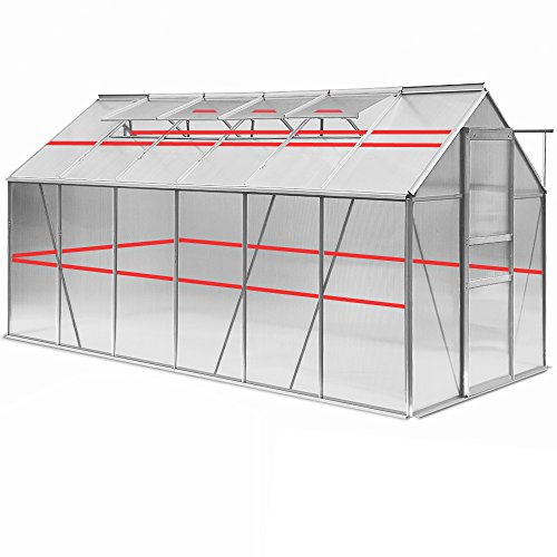 Gewächshaus 11,73m³ Alu Treibhaus Gartenhaus Pflanzenhaus Tomatenhaus Aufzucht Frühbeet - 4
