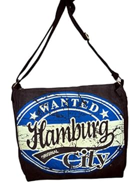 Robin Ruth Canvas Umhängetasche WANTED Hamburg in schwarz (Maße: LxHxT 34x28x13 cm)