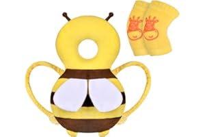 Vicloon Protezione per la Testa del Bambino, Protezione Testa per Neonato, Morbido e Traspirante, Cuscino di Sicurezza Regolabile per Bambini di che Imparano a Gattonare e Camminare, Ape Gialla