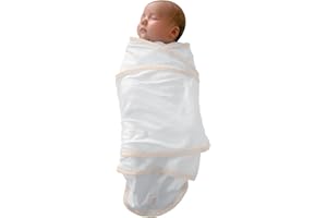 Béaba /RED CASTLE, Couverture bébé/naissance/d'Emmaillotage, 100% coton, Apaise bébé, Possibilité Gigoteuse d'emmaillotage, Miracle, 0-3 mois, Blanc et Beige