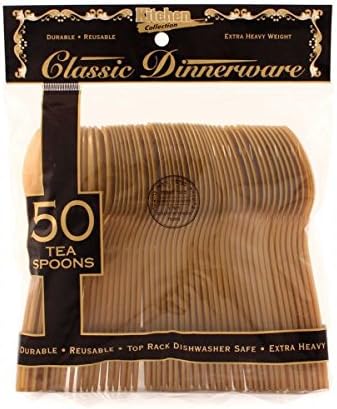 The Kitchen Collection Heavy Weight Gold Deluxe Cutlery, Partyware (50, Tea Spoons)