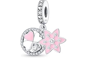 TINSLO Ciondolo Argento Sterling 925 con Cubic Zirconia Pendenti per Pandora Braccialetti, Compatibile con Braccialetti e Collane europei, perfetto Regali per Moglie e Ragazze