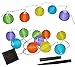 Produktbild SOLAR - 10 tlg. Lichterkette Stoffball Laterne LED - Lampions fürs Außen und Innen - rosa grün gelb - Solarbetrieben Lampionkette Papierlaterne Laternen Lampion Kinder Kinderzimmer