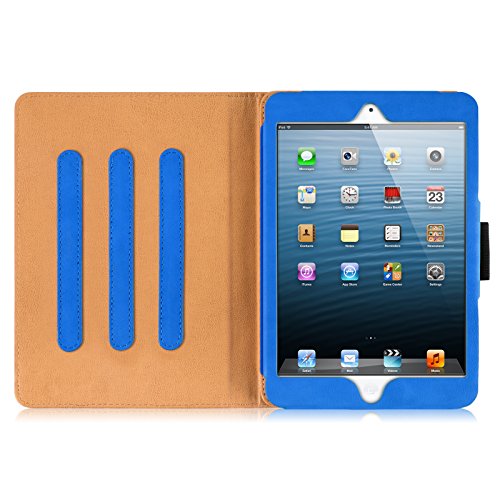 iPad Mini Hülle – JAMMYLIZARD Ledertasche Smart Cover mit Standfunktion für iPad Mini 4. 3. 2. & 1. Generation, BLAU & HONIG, [MIT STIFT-HALTER] - 6