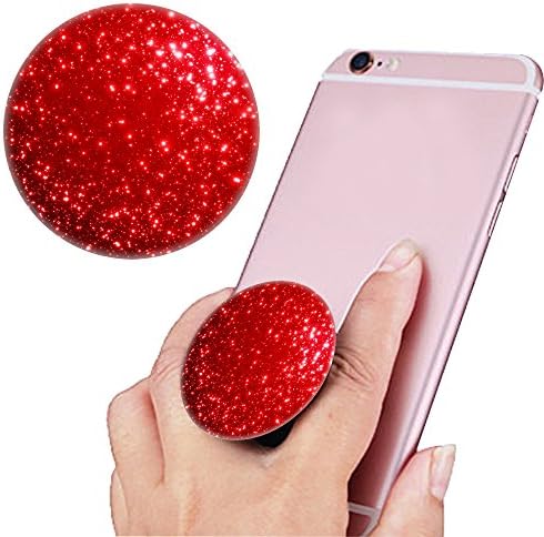Multi-Function Mounts and Stands, Expanding Stand Grip Pop Mount Socket for Smartphones, iPhone and Tablets-Red and shiny