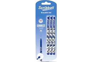 Scribball Blue Erasable Pens 0.7mm Bullet Tip Refillable (Pack of 3) For Students Adults Handwriting Gel Pens Smooth Writing Style Rub Out Pens School Kids Work Ink (Blue)