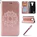 Produktbild Leder Schutzhülle für LG G3,LG G3 Hülle,LG G3 Lanyard Handyhülle,Hpory Elegante Retro Mandala Blumen Muster PU Leder Flip Hülle Kunstleder Tasche Brieftasche im Bookstyle Klapphülle Wallet Cover Ledertasche Handyhülle Weiche Silikon Etui mit [Ständerfunktion] [Kartenfächer] [Magnetverschluß] [Lanyard Strap] Lederhülle Handytasche Kratzfeste Stoßdämpfend Schutzhülle Schutz Etui Schale für LG G3 + 1 x Hpory Stylus-(Roségold)