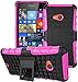 Produktbild Rüstung Serie Schutzhülle Microsoft Nokia Lumia 535 Hülle [Schwarz+Rose],Outdoor ISENPENK Hohe Qualität Schutzhülle Muster Schutz Handy Hülle Case Back Cover Tasche Mit Ständer