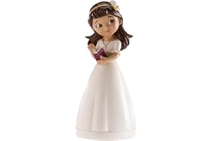 dekora - Figurka Dekoracyjna na Pierwszą Komunię - Dziewczynka z Biblią - Wykonana z Żywicy - Ozdoba na Torty - 13 cm Wysokości - Oryginalny i Szczegółowy Design - Bezpieczna dla Żywności