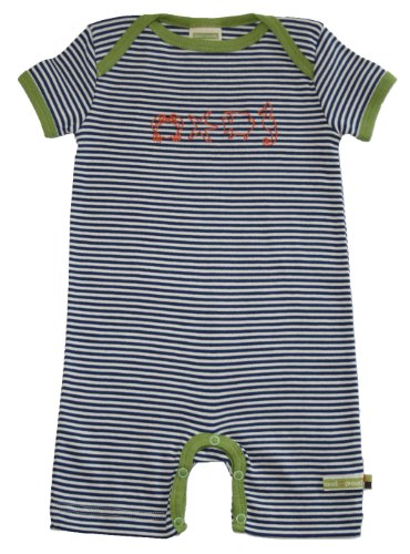 Loud + Proud Unisex Baby Striped Romper Organic Cotton for 0 - 6 Months Blue