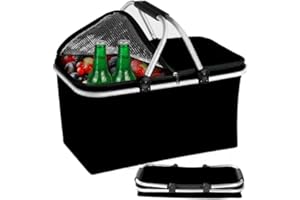 Przydasie - Kühltasche Groß 43x23x21 cm - Isolierte Picknickkorb Thermo mit Aluminiumrahmen - Kühlkorb für Büro, Camping und Reisen - Isoliertasche - Einkaufskorb Isoliert - Schwarz