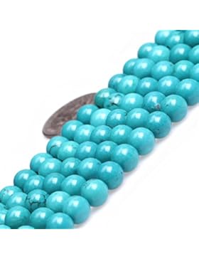 Sweet & Happy Girl's store 6mm Edelstein natürliche Türkis Perlen Strang 15 Zoll Schmuckherstellung Perlen