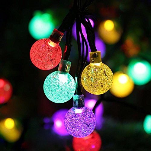 Topop 30 LED 6 M Solar Lichtketten- Farbig Mehrfarbige Kristallkugel solarbetriebene Lichterketten Lampe für Außen Garten Zaun Pfad Landschaft Dekoration (30 LED Mehrfarbig) - 3
