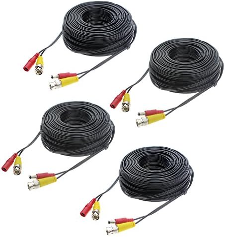 Hykamic 4 Pack 100ft Security Camera Wire Cord for CCTV DVR Surveillance System support 1080P security cameras systems Made by pure copper