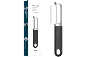 KITCHENDAO Swivel Vegetable Potato Peeler for Kitchen -Durable Japanese 420J2 Stainless Steel Sharp Dual Blade- Built-in Eye Remover, Ergonomic Soft-Touch Handle - Dishwasher Safe-Black