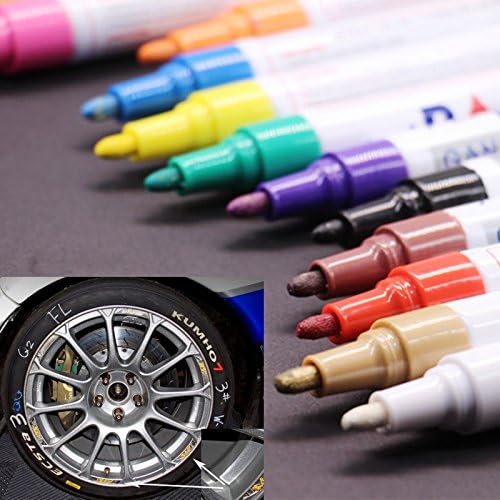 Permanent Marker Pens with 12 Colours Waterproof Paint Oil Based Art Felt-Tip Pen for Paper Glass Plastic Ceramic Card Making DIY Photo Album for Any Surface