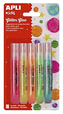 Apli Kids 13224 Colle à Paillettes Couleurs fluorescentes Assorties