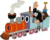 Garderobenhaken - der kleine Maulwurf mit Eisenbahn - Holz Kinder 3 Haken Kinderzimmer Garderobe Kleiderhaken Kindergarderobe
