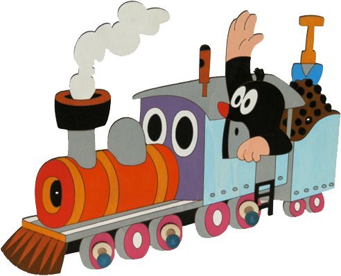 Garderobenhaken - der kleine Maulwurf mit Eisenbahn - Holz Kinder 3 Haken Kinderzimmer Garderobe Kleiderhaken Kindergarderobe