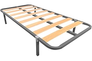 XOTIFY Matffy - Somier de Láminas Estructura 30x30mm con Juego de Patas, Acabado en Pintura Epoxi Gris, 90x190