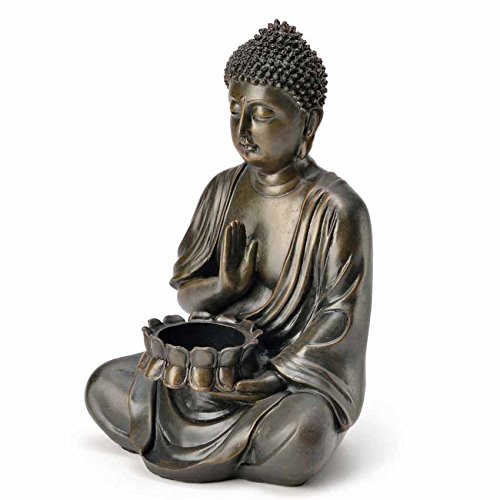 Deko BUDDHA Teelichthalter Figur Statue Skulptur FENG SHUI 24 cm Garten NEU - 4