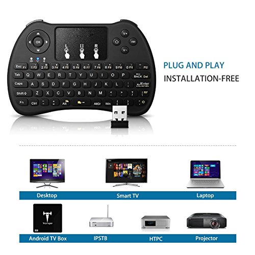 SEGURO Mini 2.4Ghz Wireless Schnurlos Kabellose Touch Tastatur mit Touchpad und Multimedia-Tasten für PC, Android TV und weitere - 3