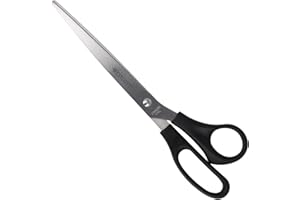 ‎WESTCOTT Westcott Schere 10" (25,4 cm) Schwarz, Büroschere mit schwarzen Kunststoffgriffen, Extrascharfe Klinge, rostfreier Edelstahl, Papierschere, Haushaltsschere, Bastelschere, E-31111 00