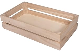 Rayher 62728000 Holzkiste Latten-Optik, 35,5 x 20,3 x 8,4 cm, Holz FSC zertifiziert, plus 2 Wandhaken, Pappelholz glatt geschliffen, Lattenkiste zum bemalen, Natur
