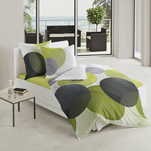 Bierbaum 6155_06 Mako-Satin-Bettwäsche Dessin, 135 x 200 cm und 80 x 80 cm, kiwi 06 - 2