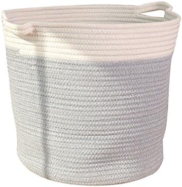 SFGHOUSE Cotton Rope Knitted Storage Basket Bin Foldable Laundry Basket Hamper with Handles for Nursery Kids Toys Storage