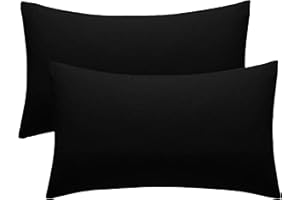 DN COLLECTION Pillow Cases 2 Pack Black Pillow Covers 50X75CM Hotel Quality Poly Cotton (Black, 2 Pillow Cases)