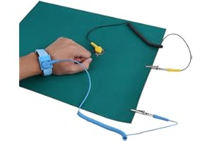 Duokon Anti Satic Wrist Strap Electrostatic Discharge Anti-Static Wrist Strap Ground Wire Mat Set Resistant to Acid Alkali Chemical Soldering Flux