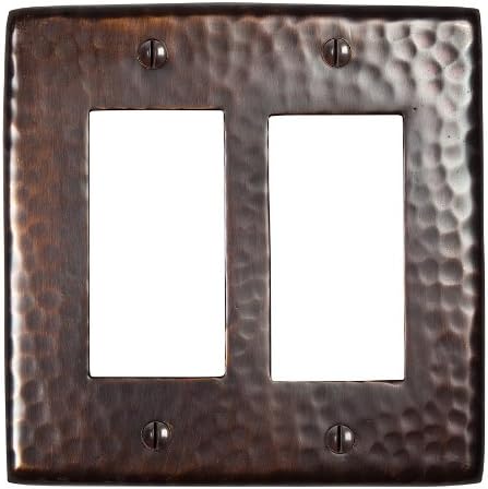 The Copper Factory CF124AN Solid Hammered Copper Double GFCI Plate, Antique Copper Finish