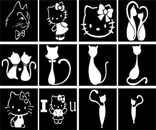 Kitty Cats 12 Piece Stencil Pack Temporary tattoo glitter Henna Airbrush body art stickers