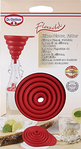 Dr. Oetker 1930 Silikon-Trichter, faltbar, rot, H: 10,5 cm, Ø8cm oben, Ø1cm unten - 6