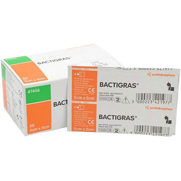 Pharmaidea Bactigras Steriler Verband 10x10 Cm – 10 Stück, Mit Chlorhexidin