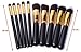 BS-MALL Premium Synthetic Kabuki Makeup Brush Set Cosmetics Foundation Blending Blush Eyeliner Face Powder Brush Makeup Brush Kit (10pcs, Golden Black)