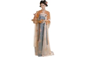 YUDATPG Hanfu Dress for Women Girl Hanfu Shirt Ancient Chinese Tradition Lace Up Dress Long Sleeve Outfit Stage Performance Cosplay Halloween Costume