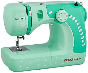 Usha Janome Marvela 60-Watt Sewing Machine (White/Green Decals)