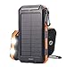 Produktbild Soluser Solar Ladegerät Powerbank, 10000mAh Externe Batterie Akku IP67 Wasserdicht 2 USB Ports Portable Power Bank mit 2LED Taschenlampe, Karabiner und Kompass