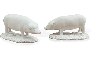 FUNNY CUP Conjunto 2 cerditos con Base. Animales para el Nacimiento Portal de Belén. Navidad. Todo Tipo de Animales por Parejas o Individuales. Material de Esacayola (Cerdos)
