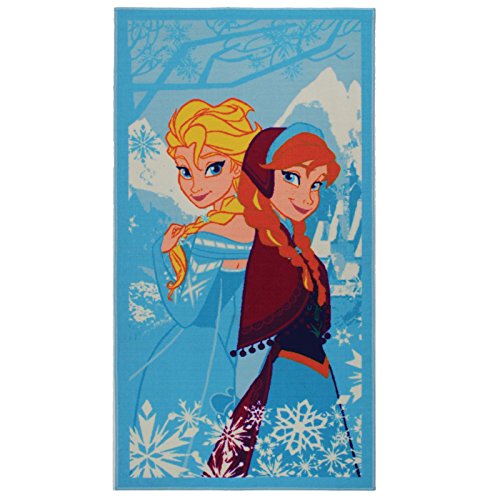 Just Contempo New de los niños Alfombra con Personajes Favoritos de Disney - se Puede Lavar a máquina, Nailon, Frozen Blue, 100x190cm (3'9