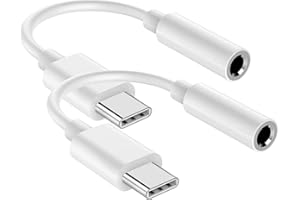 Zuofan Lot de 2 Adaptateur de Prise de Casque USB C à 3,5 mm, Adaptateur écouteurs Audio Numérique Type C vers Audio Compatible avec Pixel, Xiaomi, Huawei, Blanc