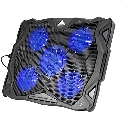 gomyhom Cooling Cushion Laptop Cooling Pad for Notebook 12 – 17 Inch LED Light USB Powered 5 Fan Cooling Chill Mat Base for Portable Computers (5 Fans, 2 USB Ports, 1100 – 1500rpm) Black