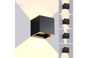 CANMEIJIA Aplique pared Exterior, 12W Impermeable IP65 Lampara de pared Interior Exterior Luz Cálida 3000K 1000 lm Ángulo ajustable Lámpara Pared Blanco para Porche Salón Dormitorio