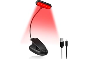 Lamptobe Book Light for Reading in Bed, 670nm Red Amber Light Dimmable Rechargeable Blue Light Blocking Lamp with Clip, 360° Flexible Gooseneck, for Kids, Study, Bedside, Travel, USB-C Charge