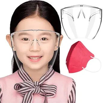 FREE KIDS N95 MASK | Sister Full Face Shield For Kids Above 6 Years | ANTI-FOG, ANTI-SCRATCH, UV Protection for eyes, 100% HD Clear Vision, Washable, Reusable, Perfect fit, Most Comfortable | POLYCARBONATE HD VISION