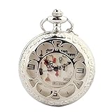 joielavie Taschenuhr für Deckel Blume Hohl Instrumente Musik Gitarre Musiker bunt Zahl arabischen Blumenmuster Quartz Kette Legierung Taschenuhr Klassische Geschenk Herren Damen # A
