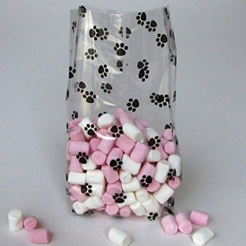 20 Animal Dog Cat PAW PRINT Gusset Cello Bag Favor Gift All Sizes (20, 4x 9.5 Paw Print) by Grindatti